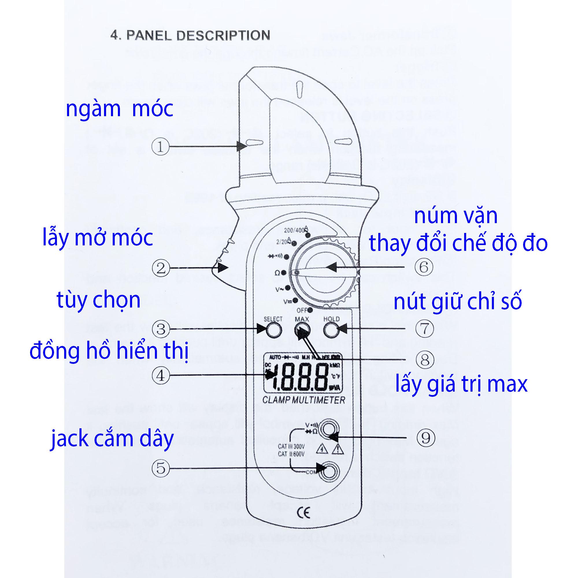 [ĐO ĐƯỢC TỤ - ĐO NHẦM KHÔNG CHÁY] Đồng hồ đo điện Volt Ohm Amp đa năng Digital Clamp Multimerer