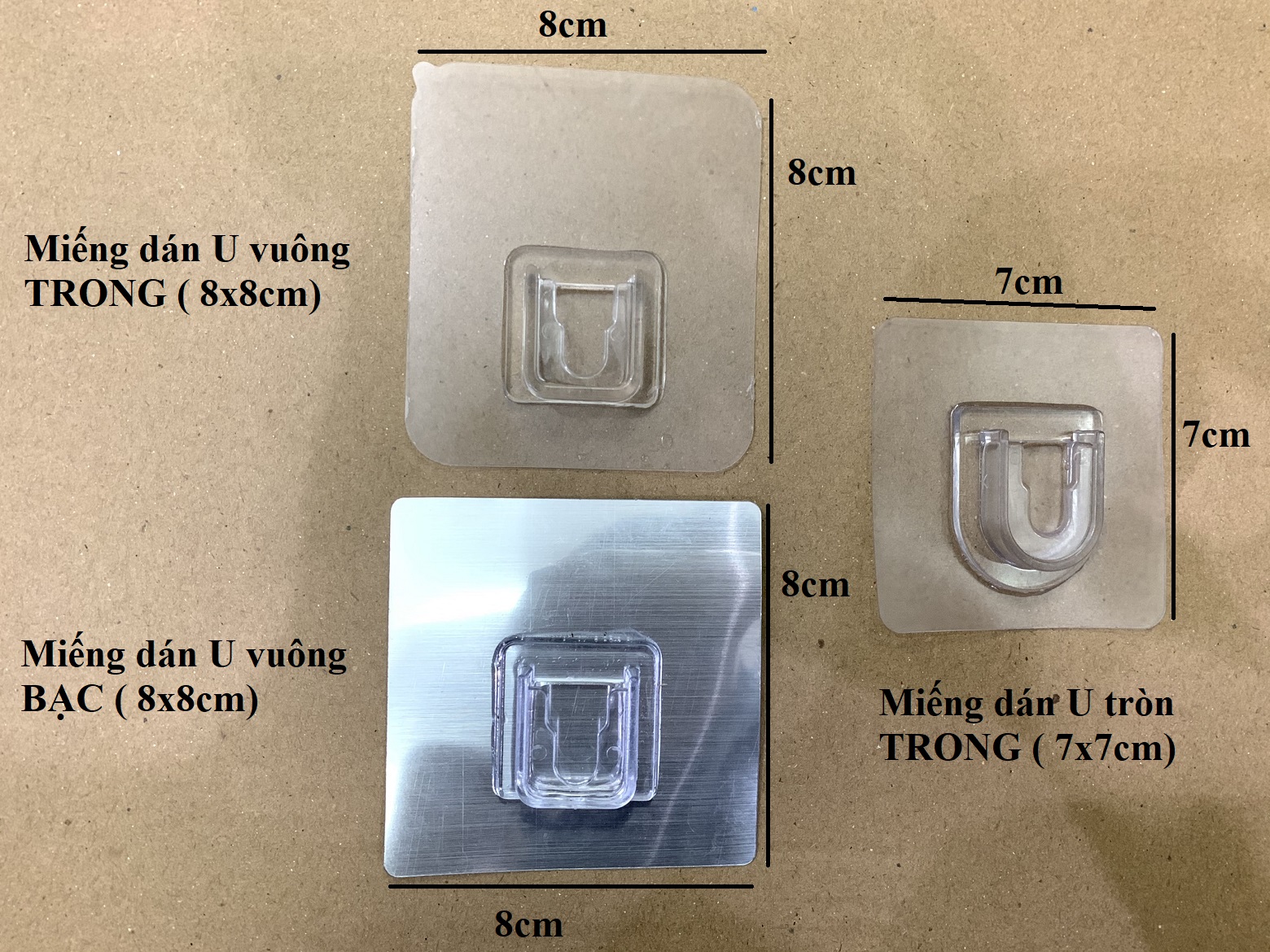 Bộ 2 Miếng dán U vuông (MÀU BẠC)