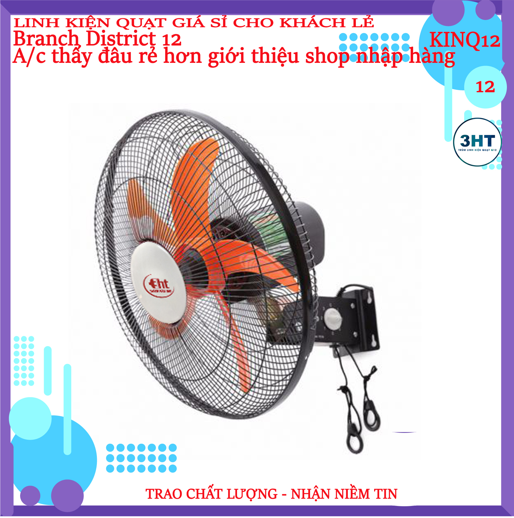 QUẠT TREO THÂN SẮT - ĐỘNG CƠ ĐỒNG 100%