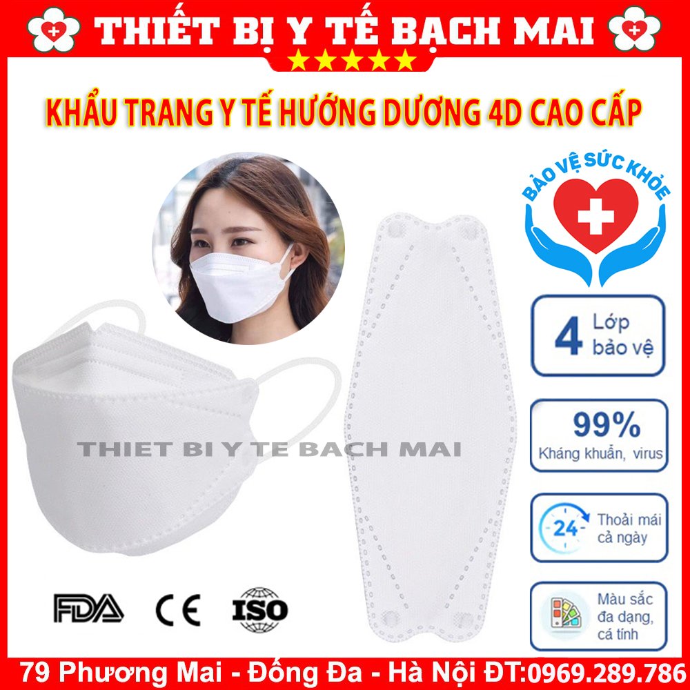 [Mới] Khẩu Trang Y Tế 4 Lớp Cao Cấp Hướng Dương - Kháng Bụi Siêu Mịn, Ngăn Ngừa Vi Khuẩn [10 Chiếc/1 Túi]