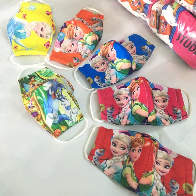 Khẩu trang vải em bé hình elsa/siêu nhân