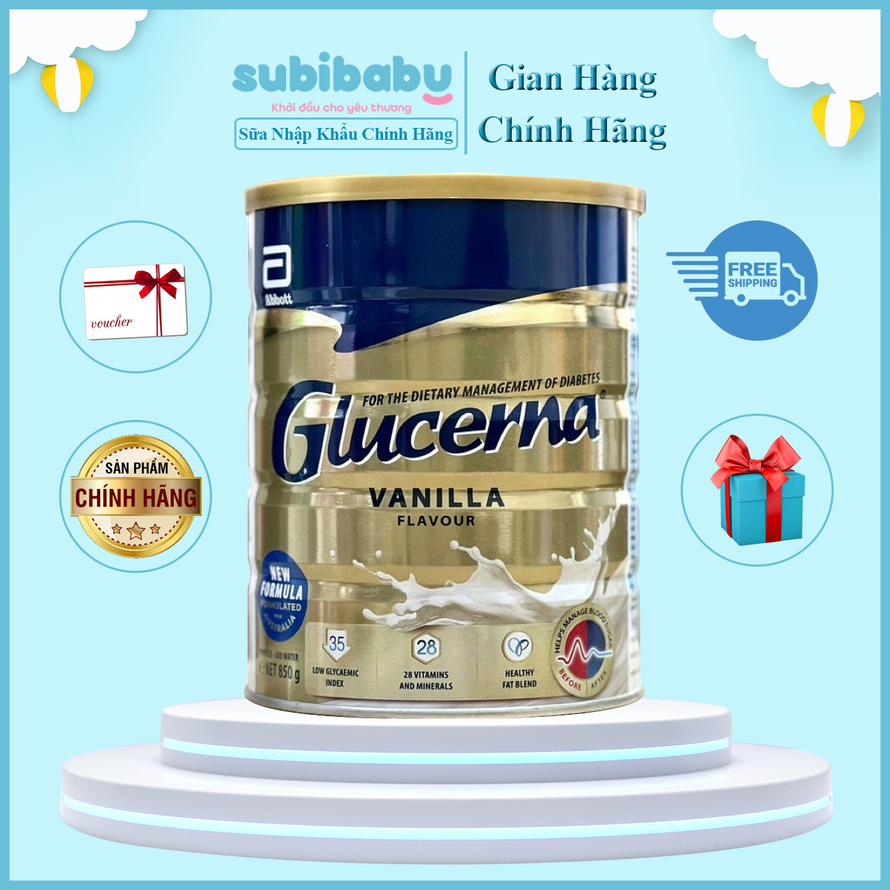 SỮA BỘT DÀNH CHO NGƯỜI TIỂU ĐƯỜNG GLUCERNA 850G ÚC