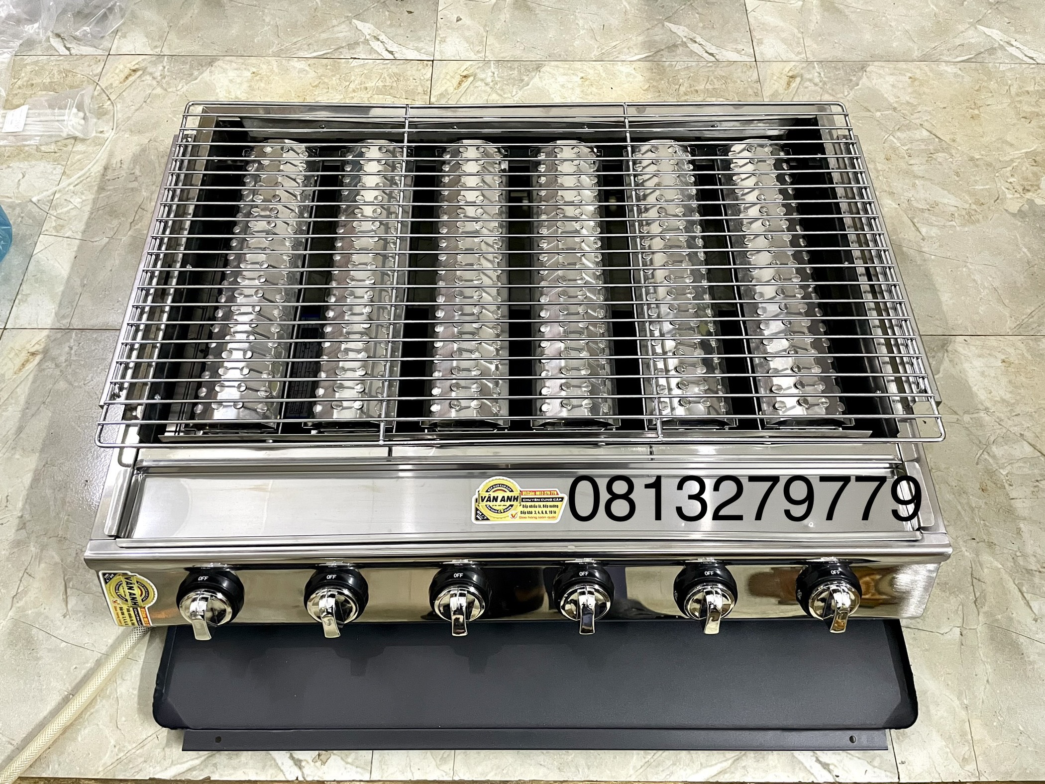 BẾP NƯỚNG GAS 6 LÒ INOX