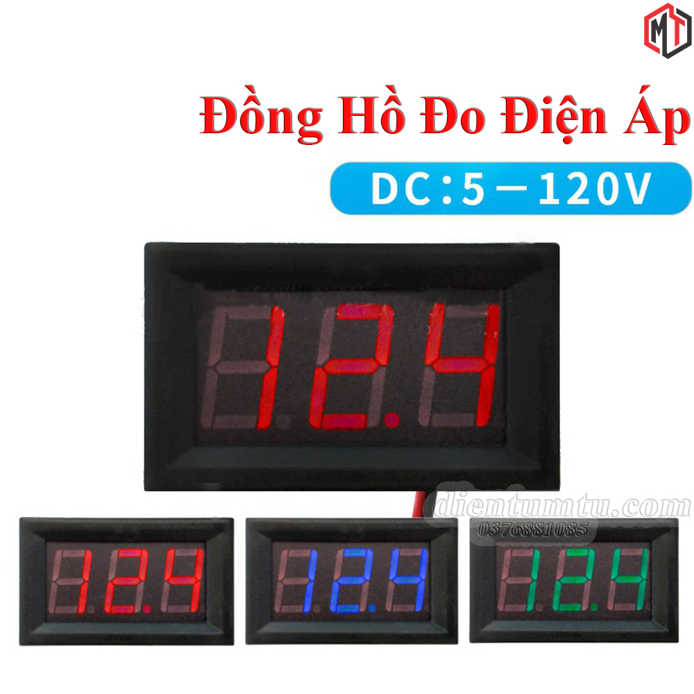 Đồng hồ led đo điện áp - đo volt - vôn kế điện tử - dc 5-120v
