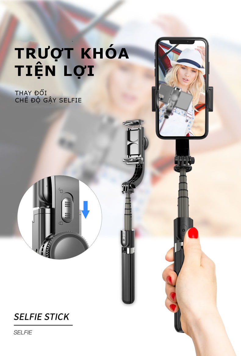 [HCM][ SIÊU HOT ] Gậy Chụp Hình Tự Sướng Selfie Kiêm Gimbal Chống Rung Stabilizer L08 Bluetooth 4.0 Chụp Ảnh-Quay Video Cực Nét Không Cần Tải Sử Dụng App Pin Trâu Dễ Sử Dụng Tương Thích Với Hầu Hết Điện Thoại Nhỏ Gọn Tiện Lợi Mang Theo