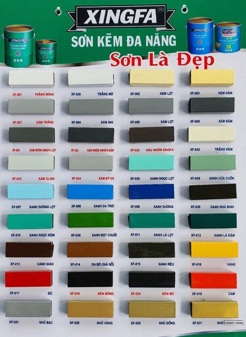 SƠN SẮT MẠ KẼM 1THÀNH PHẦN XINGFA LON 900gr đủ màu