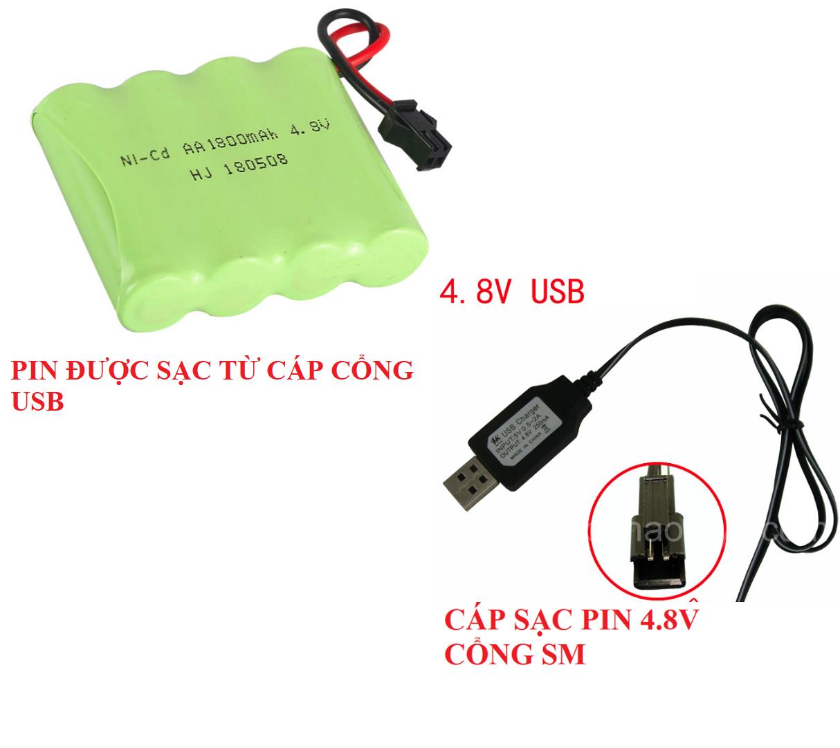 Pin sạc 4.8v 1800mah cổng nối SM cho xe mô hình điều khiển