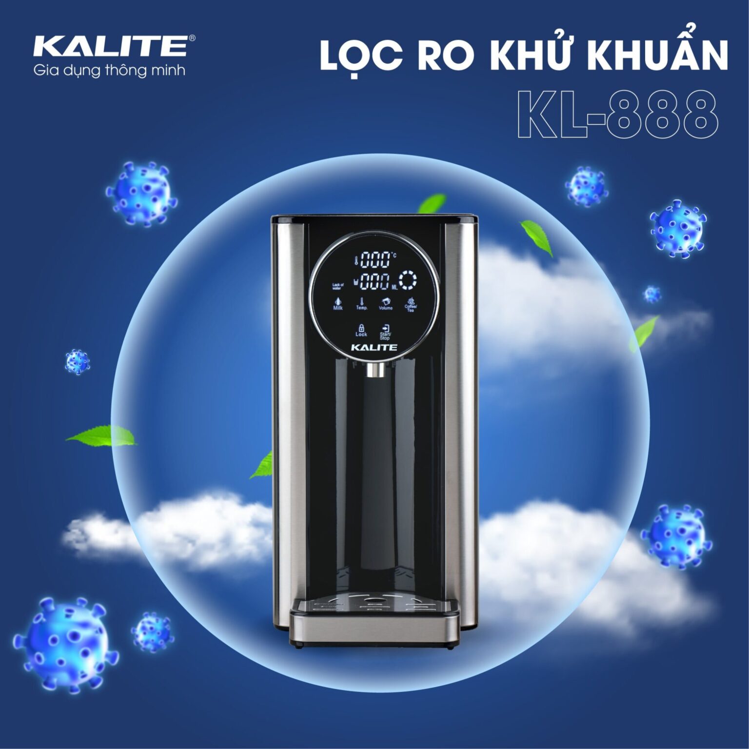 Bình Thủy Điện Kalite KL-888 (Lọc + chọn mực nước + tùy chỉnh nhiệt độ)