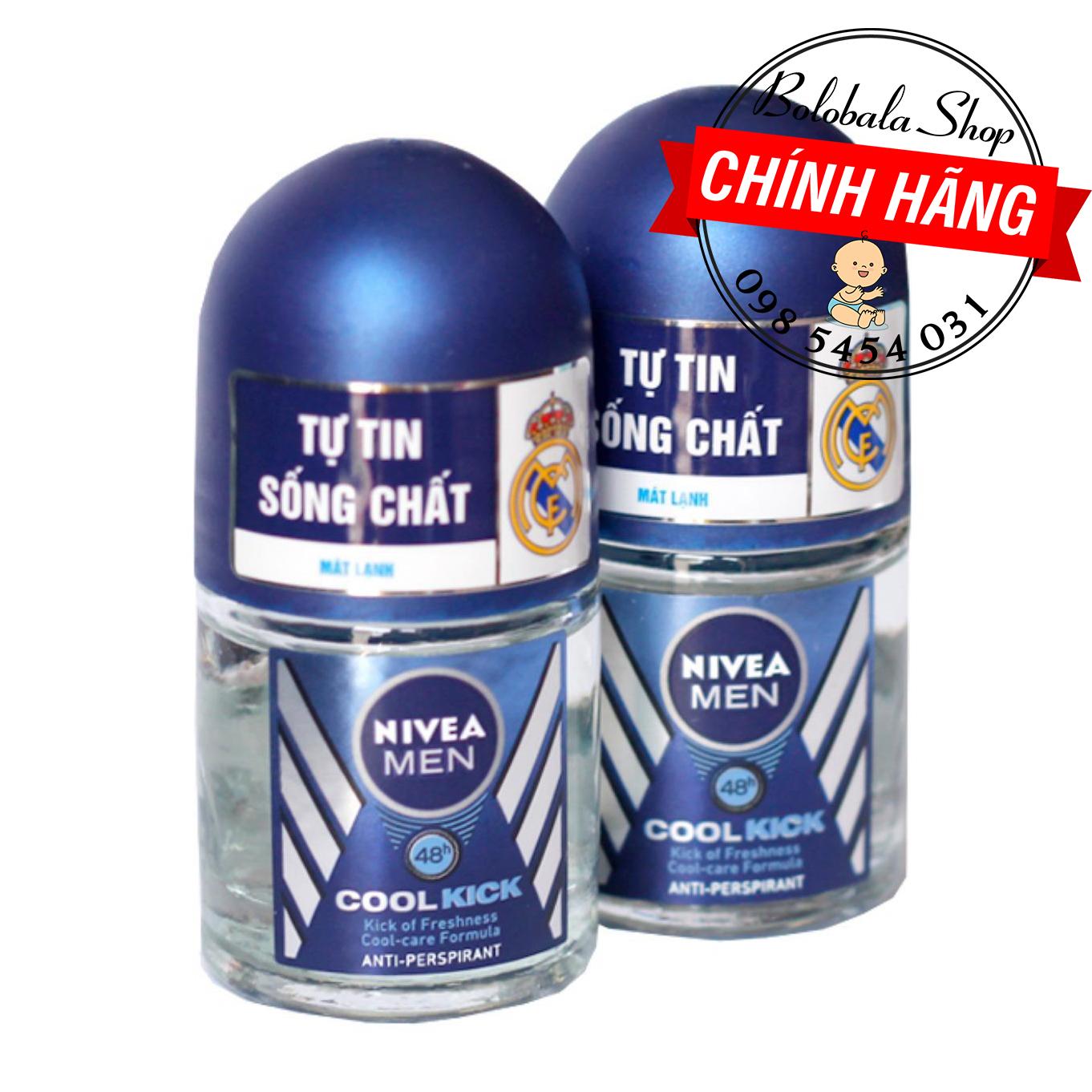 Combo 2 Lăn Ngăn Mùi Nivea Men Mát Lạnh Cool Kick 12ml
