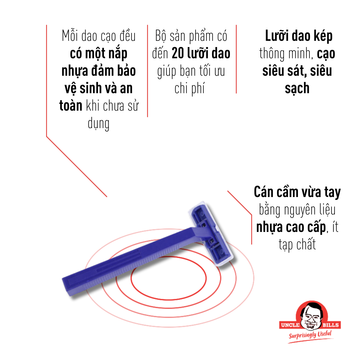 2 GÓI DAO CẠO RÂU 2 LƯỠI (10 CÁI/GÓI) UNCLE BILLS AG0028