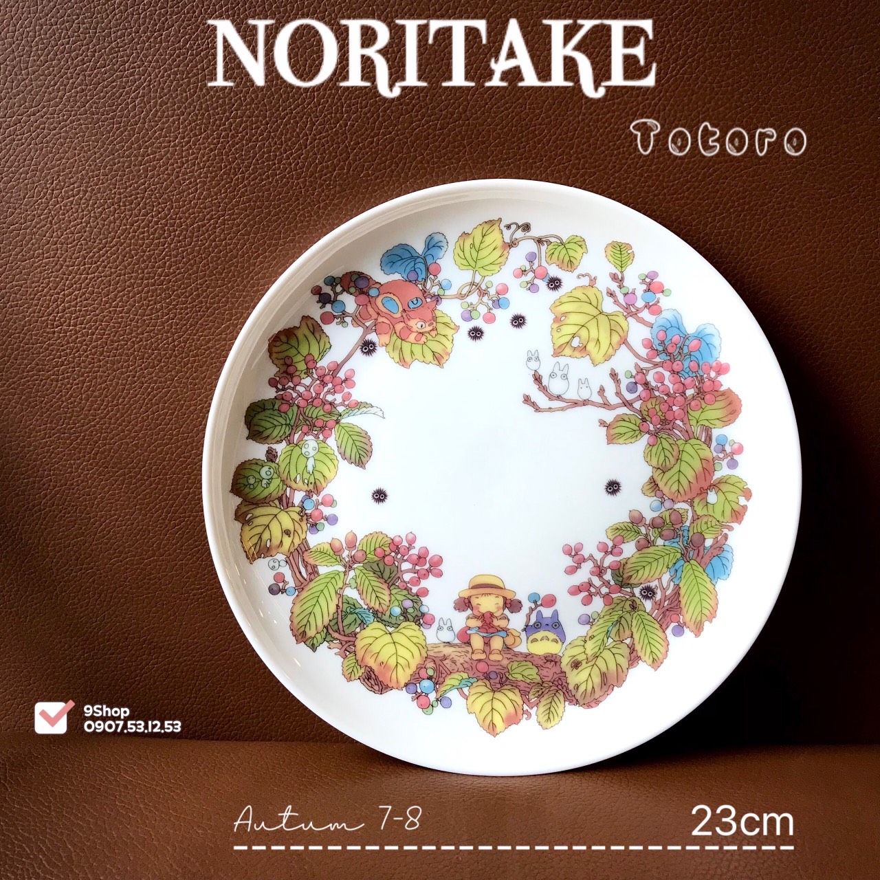 Noritake - totoro - 01 chiếc dĩa totoro bằng sứ xương thượng hạng trời ơi xinh xĩu 22cm trưng bày