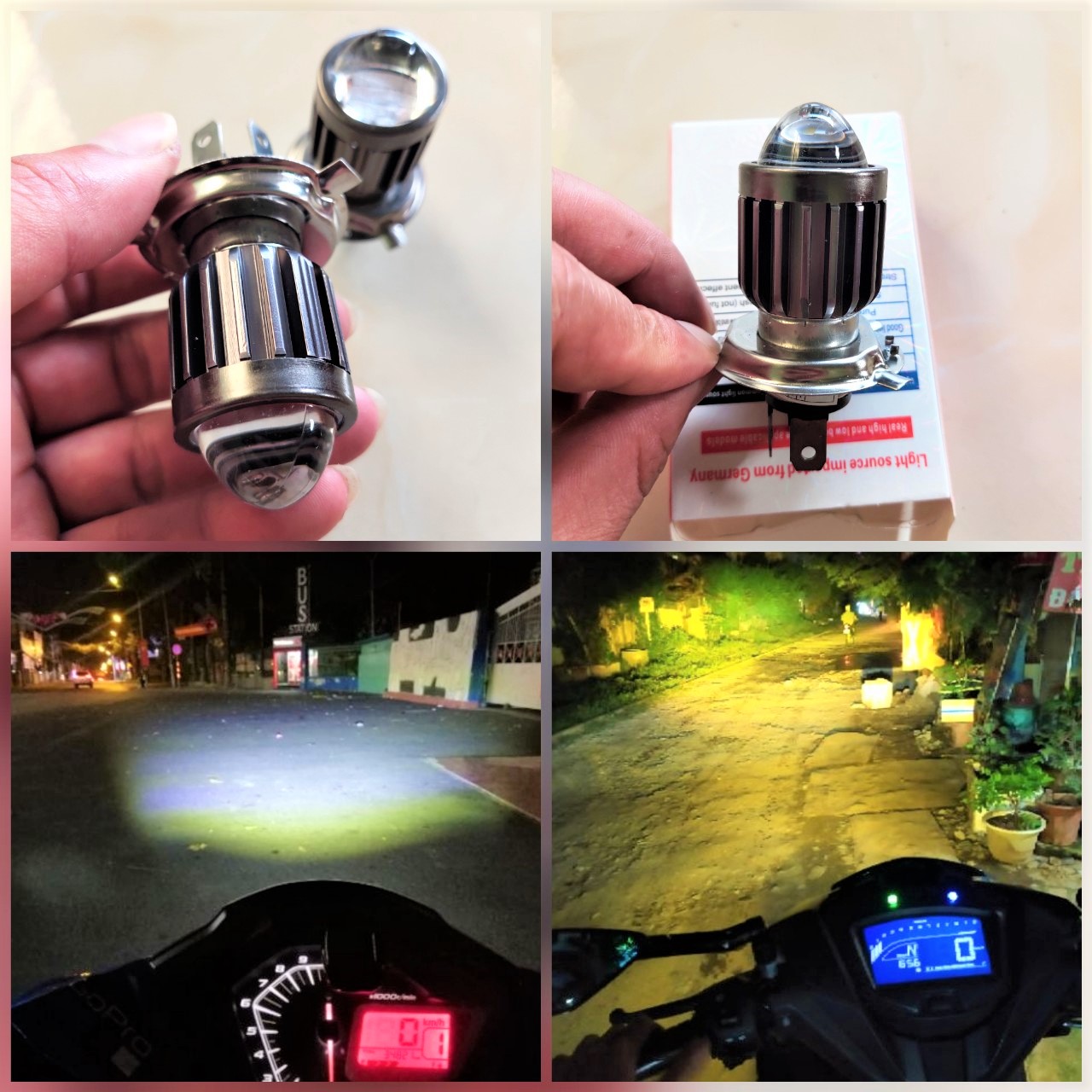 ĐÈN PHA LED XE MÁY 2 CHẾ ĐỘ CỐT VÀNG PHA TRẮNG CHO KHÁCH VÍP , ĐÈN BI CẦU MINI SIÊU SÁNG