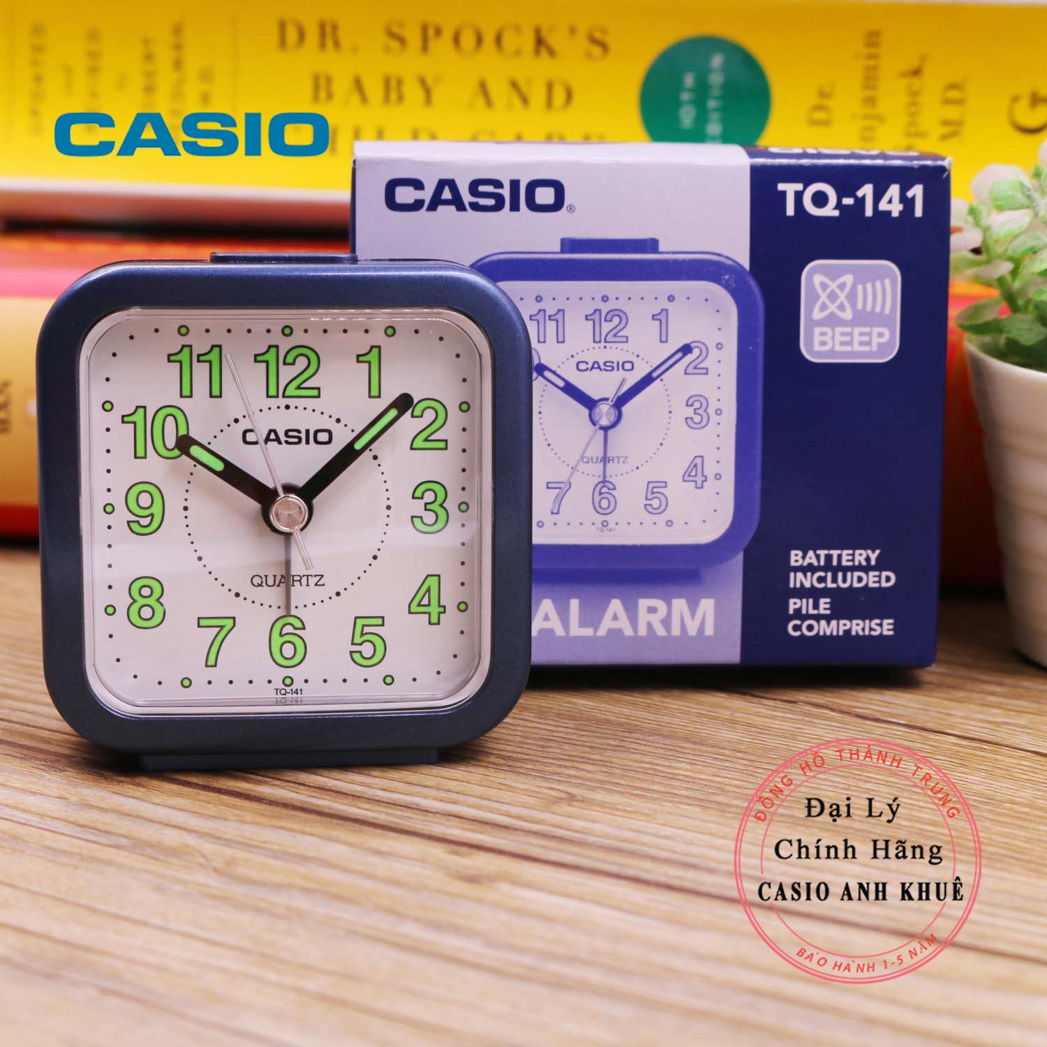 Đồng hồ để bàn Casio TQ-141-2DF có báo thức (Kích thước 6.7 x 6.4 x 3.4 cm)