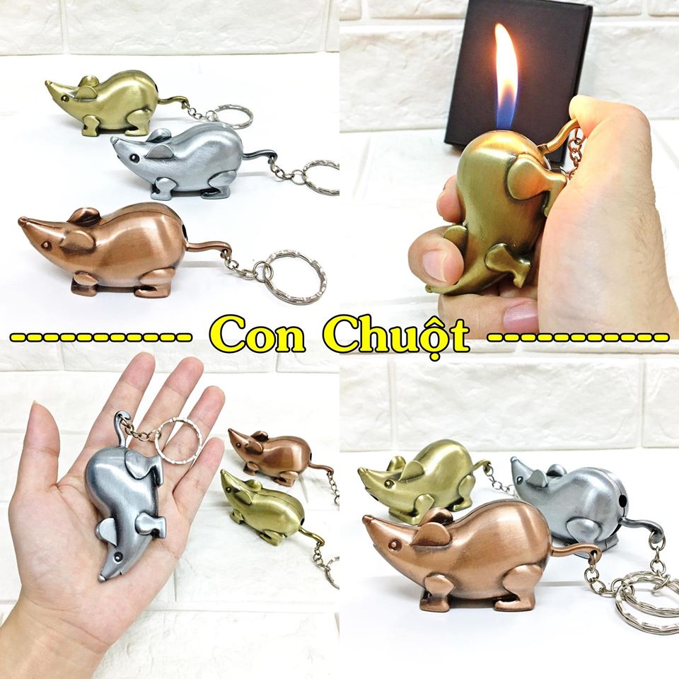 BẬT LỬA - MÓC KHÓA HÌNH CON CHUỘT (KIM LOẠI) - (XÀI GAS)
