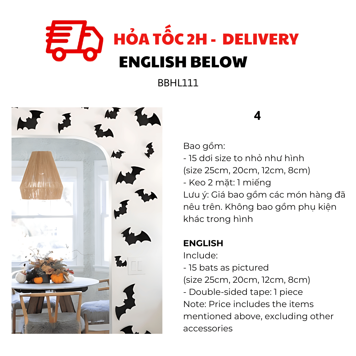 Dơi Trang Trí Tiệc Halloween - Bats For Haloween Decorations, Parties BBHL111