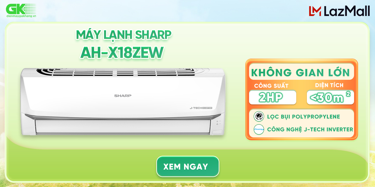 Máy lạnh sharp inverter 2 hp ah-x18zew - giao toàn quốc - freeship hcm