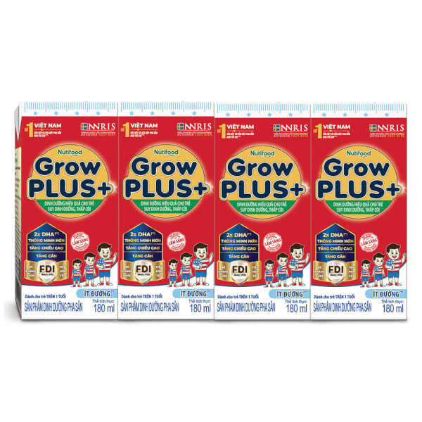 [DATE THÁNG 6/2025]Thùng 48 hộp SBPS NutiFood Grow Plus+ SDD ÍT ĐƯỜNG 180ml Đỏ