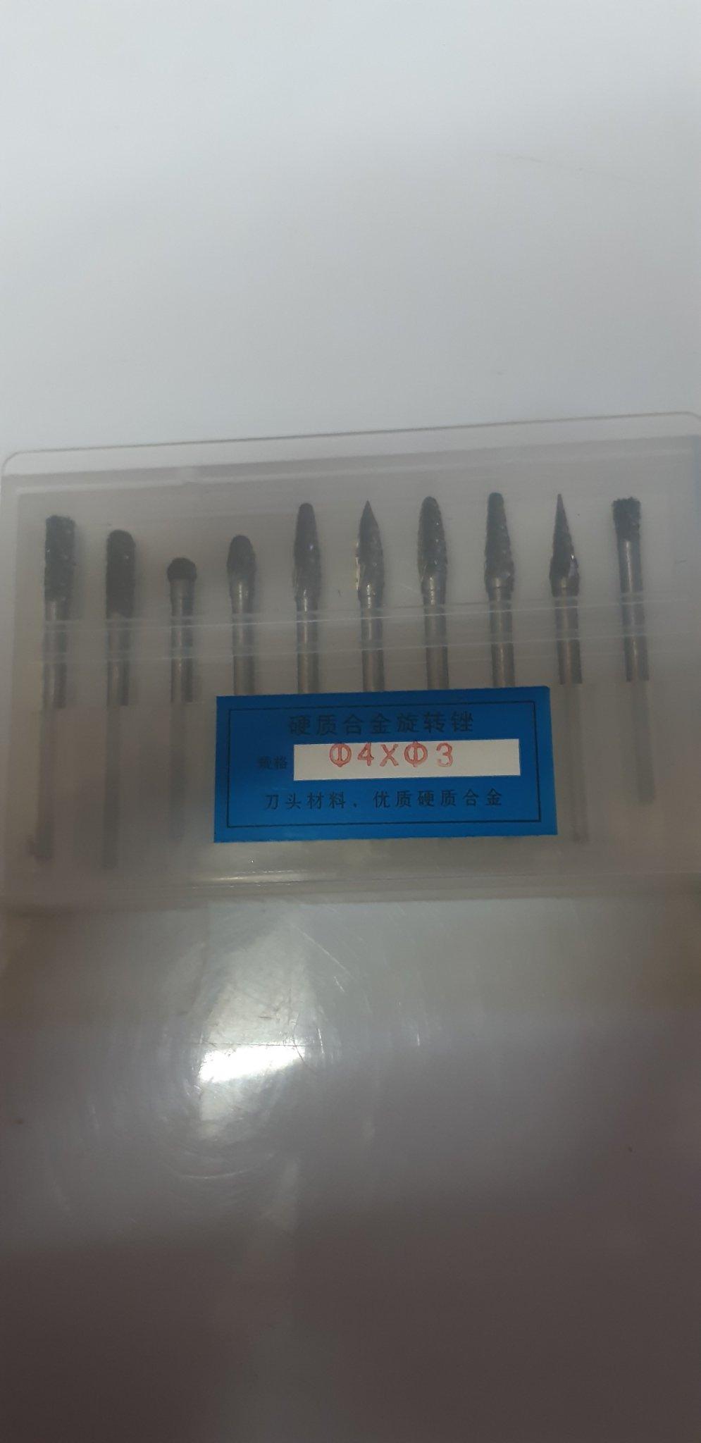 Mũi Mài Hợp Kim.mài kim loại Đầu 4mm Cán 3mm 10 món