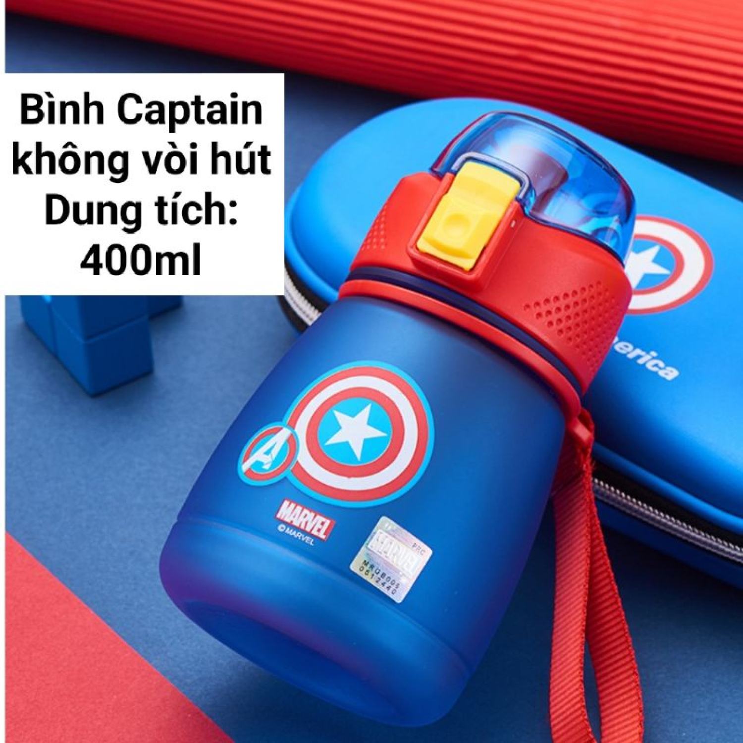 Bình nước Siêu Anh Hùng Marvel, bình nước Người Nhện Captain Disney dành cho bé đến trường