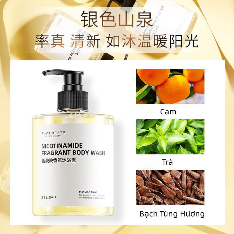 【Miễn phí vận chuyển】Sữa tắm hương nước hoa Niacinamide hương thơm body dung tích lớn 500ml Giữ hương lâu dài Giữ ẩm và bổ sung nước