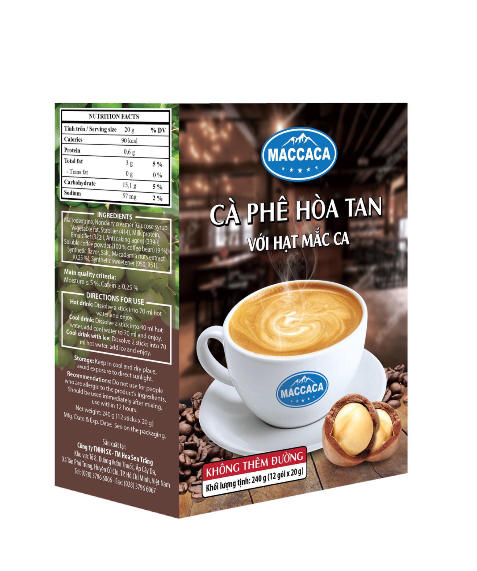 CÀ PHÊ SẦU RIỀNG VỚI HẠT MACCA