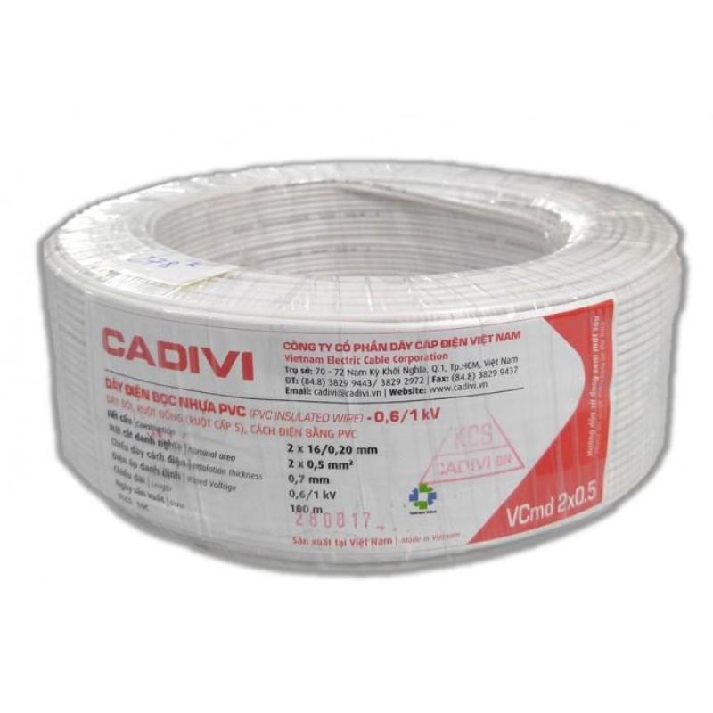 Dây điện đôi mềm CADIVI - Vcmd 2x0.5 - 100mét