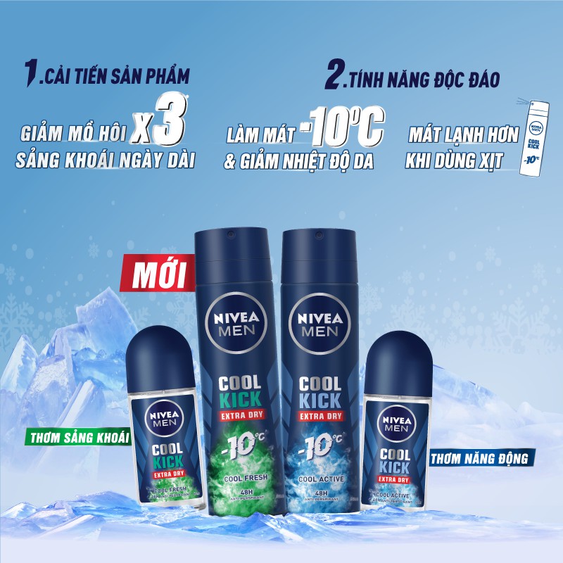 Lăn ngăn mùi NIVEA MEN Cool Kick Mát Lạnh (50ml)
