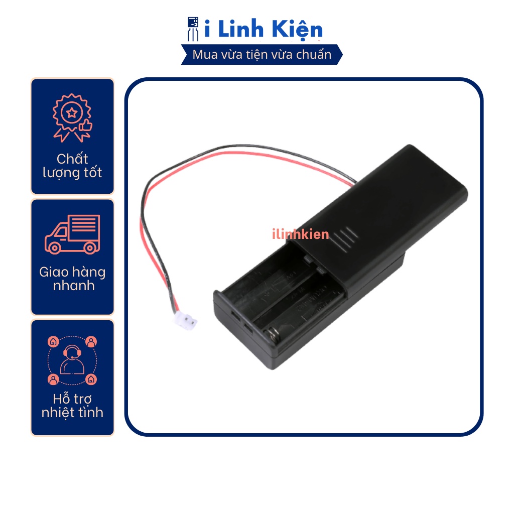 Đế 2 PIN AAA có nắp (PIN đũa nhỏ)
