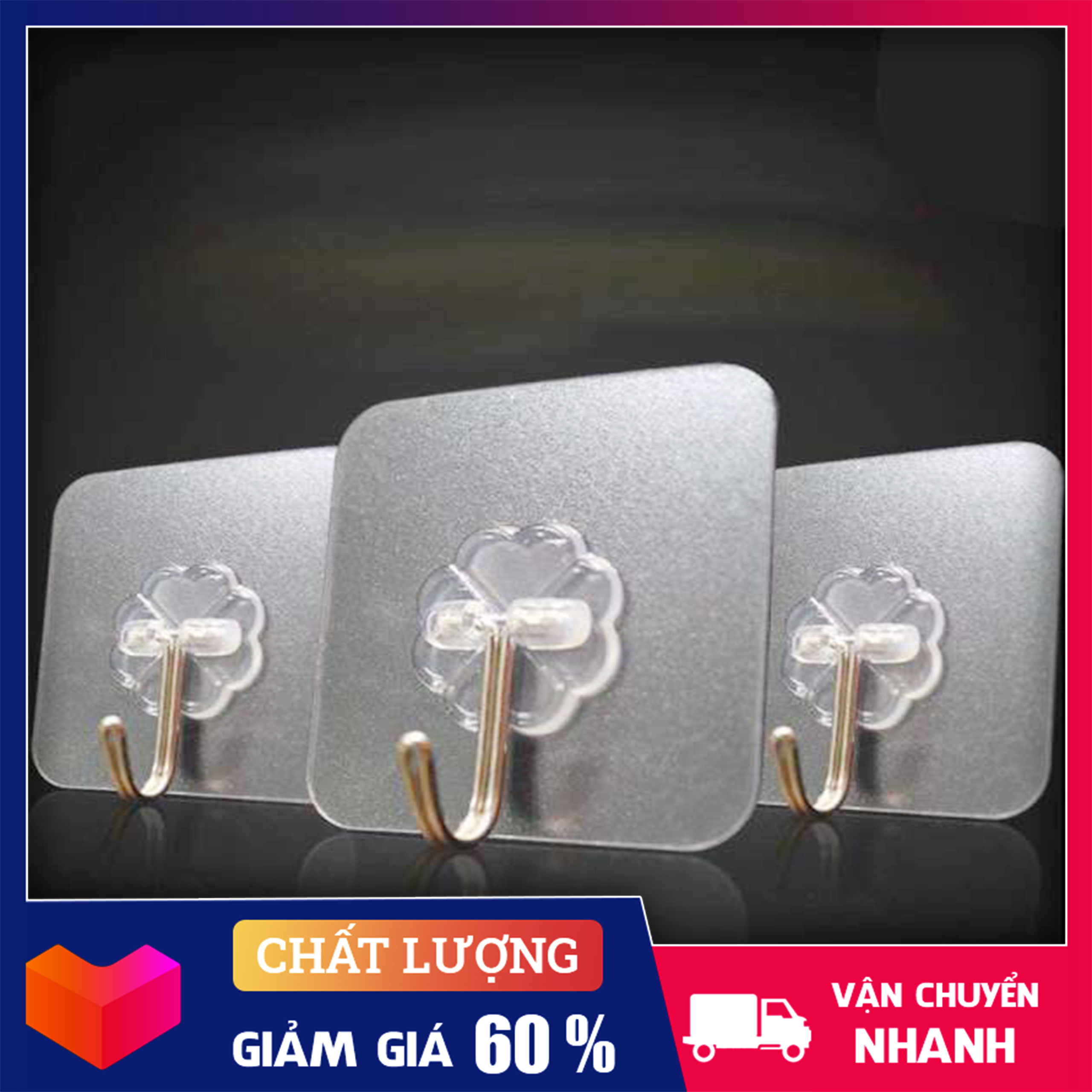 COMBO 10 -20 Móc Dán Tường Treo Đồ Đa Năng Chịu Lực Trong Suốt