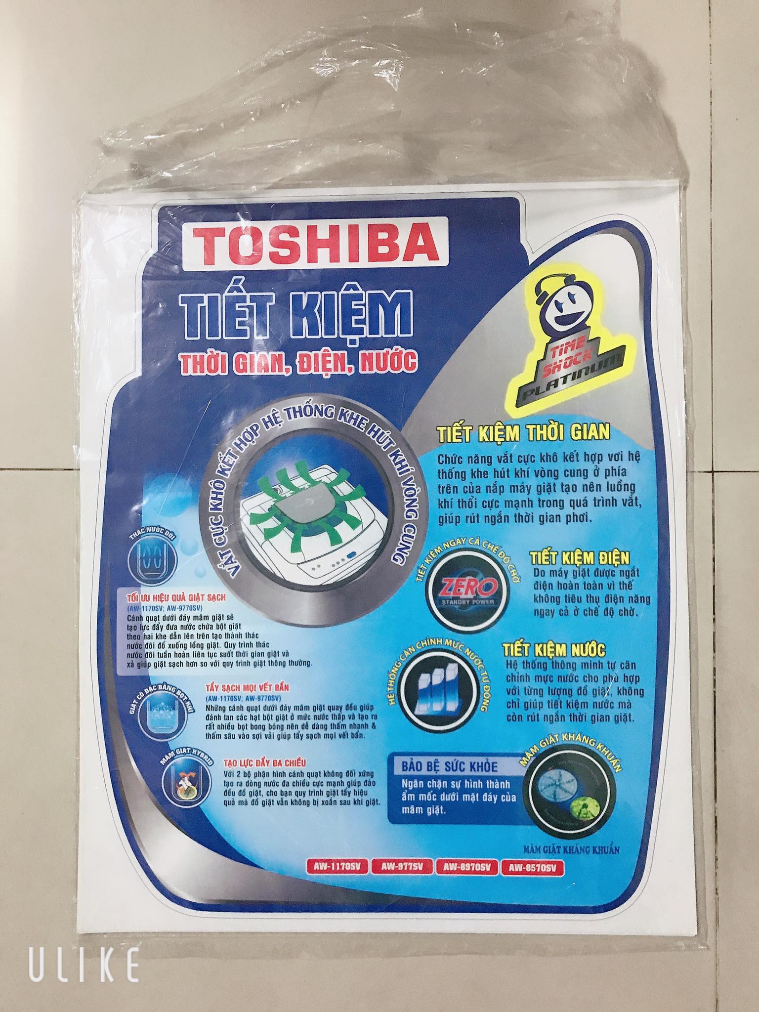 Miếng Dán/Tem Dán Máy Giặt TOSHIBA (mẫu 2)