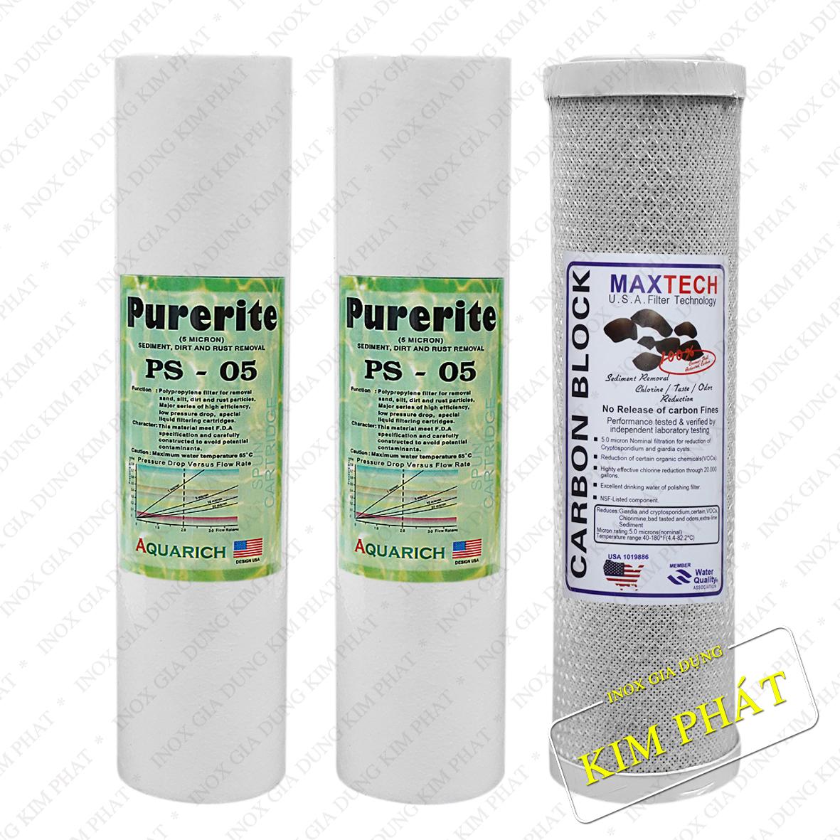 [HCM]Bộ 03 lõi lọc nước số 1 số 3 (Lõi PP và lõi CTO)