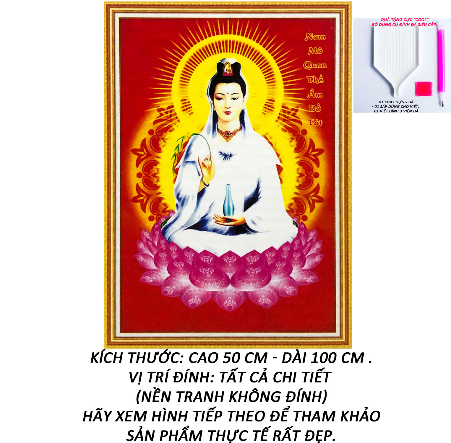 Tranh đính đá 5d bình kim hoa -tranh mỹ thuật minh hiền