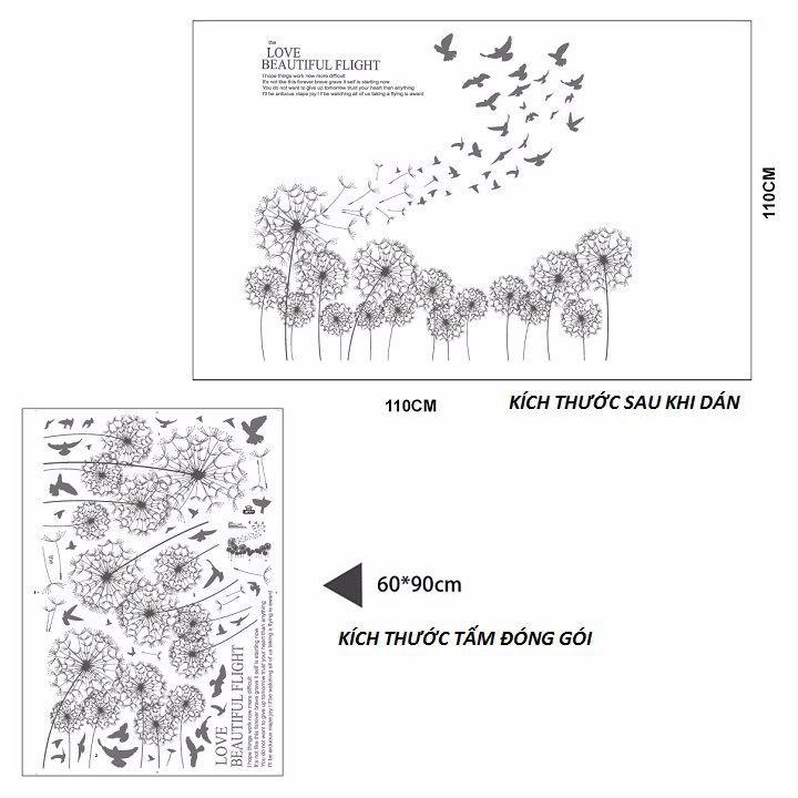 Decal dán tường mẫu hoa   bồ công anh