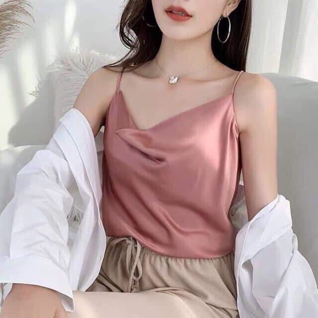 ÁO PHI LỤA CỔ ĐỔ 2 DÂY - Kèm video thật