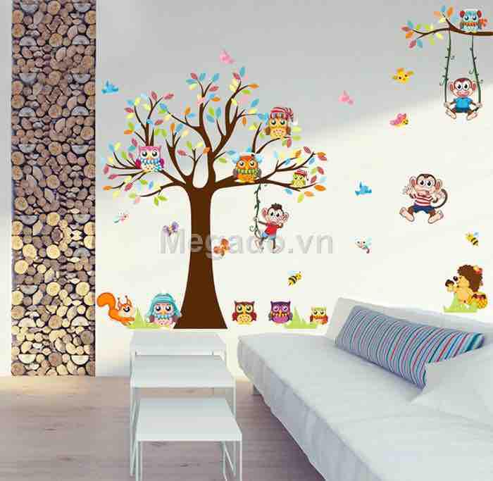 Decal tranh dán tường những chú khỉ