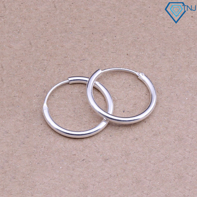 Bông tai nữ bạc thật khoen tròn BTN0112 - Trang Sức TNJ