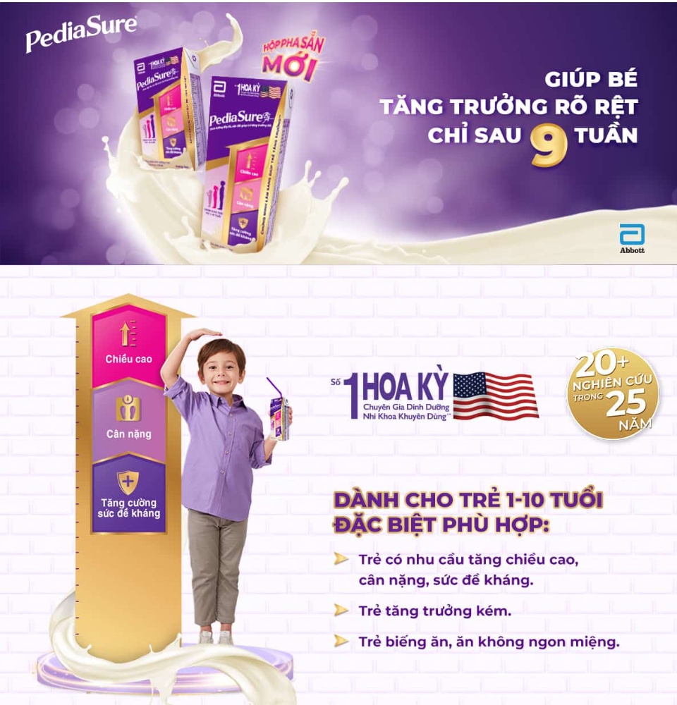 Sữa Abbott Pediasure 10+ (hương vani) 180ml