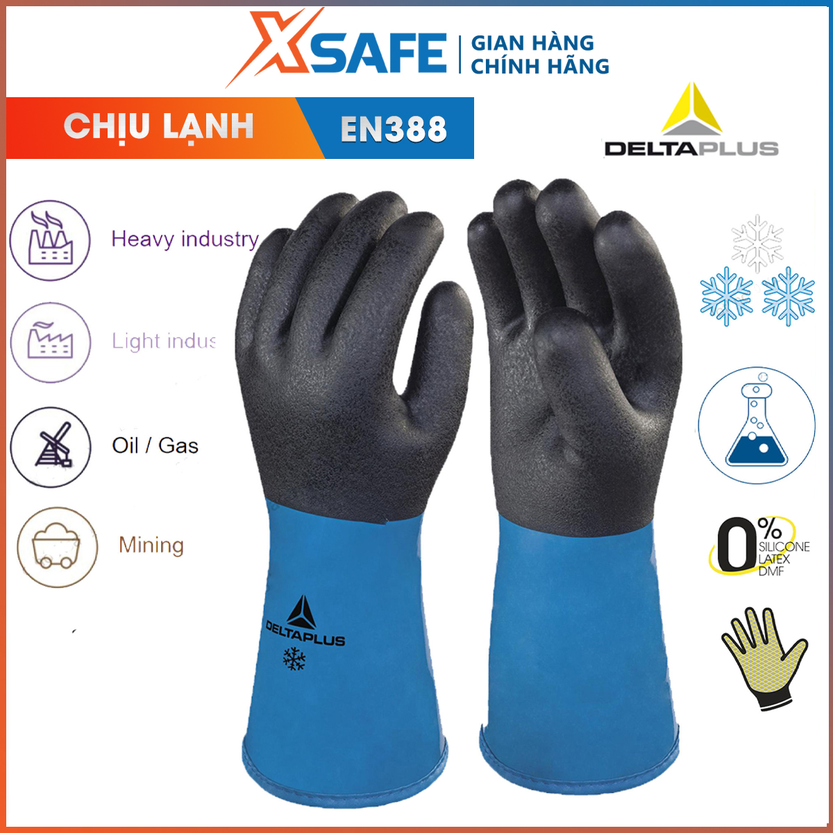Gloves cold resistant-40 Độ C deltaplus VV837, cold resistant gloves, anti-chemical, coated with nitrile anti slip, high flexibility, not containing DMF, safety with food-product genuine [xsafe]