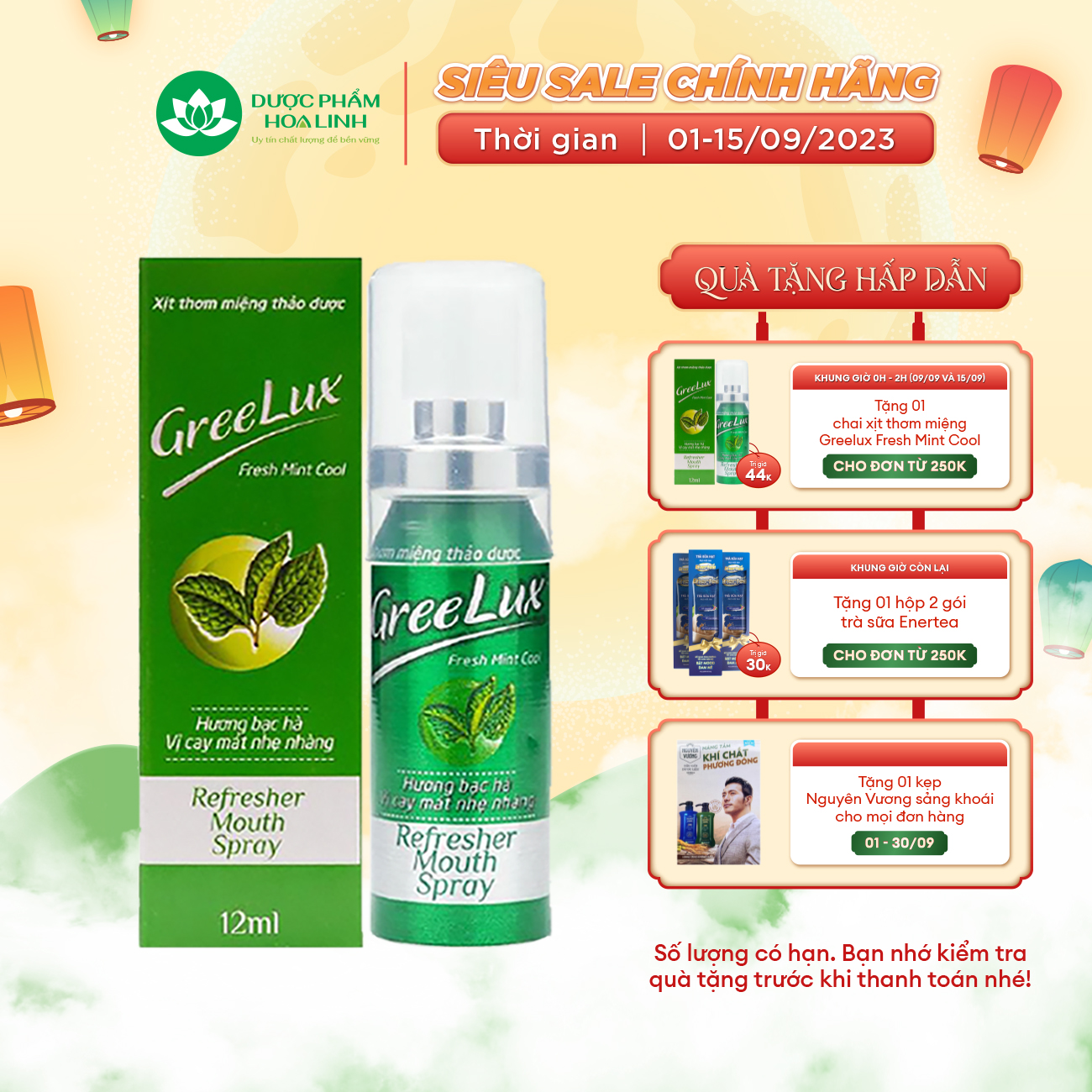 Xịt Thơm Miệng Greelux Fresh Mint Cool (Vị cay mát nhẹ nhàng)