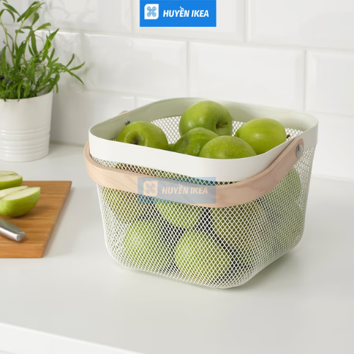 Giỏ đựng đồ quai gỗ lưới thép