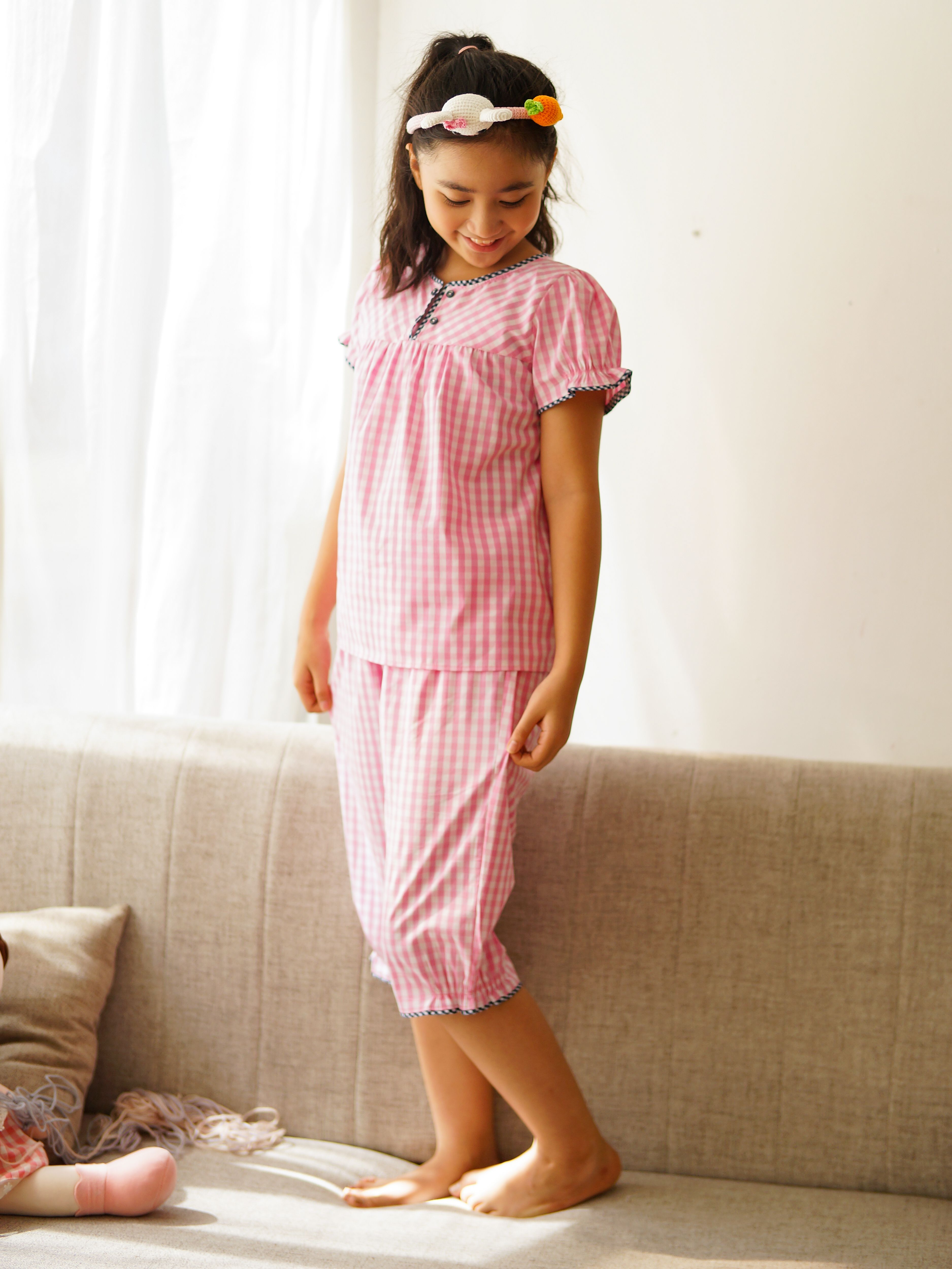 Bộ lửng kids cổ tròn mặc nhà bé gái 82005