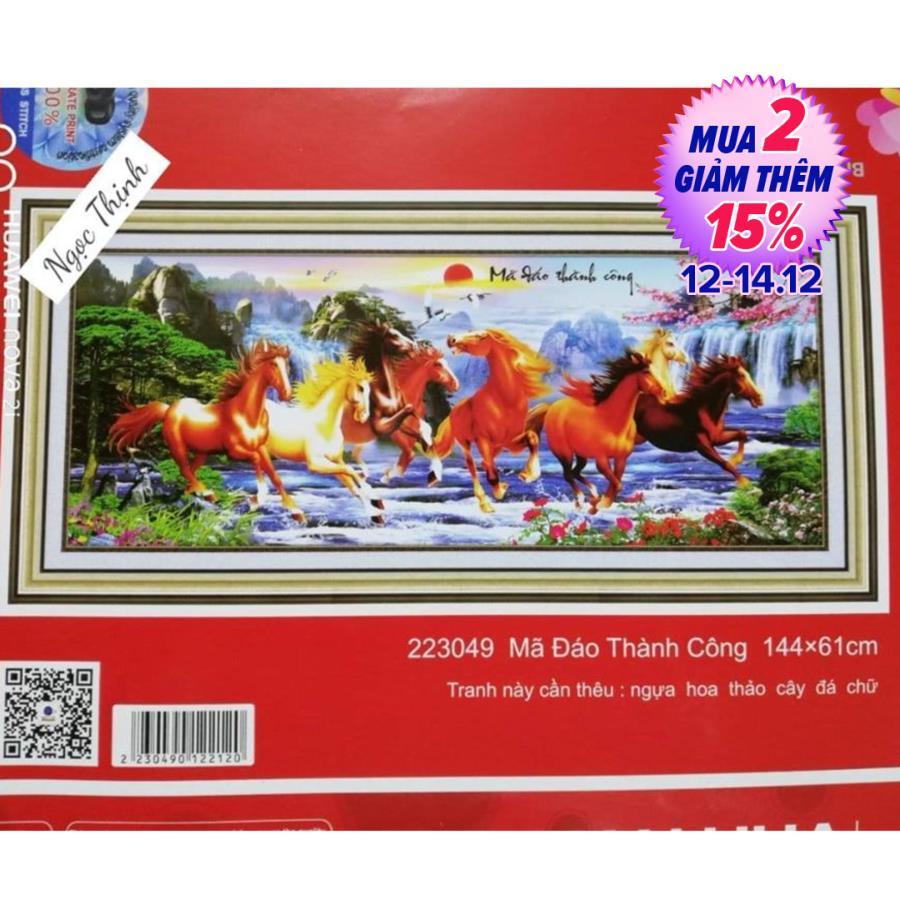 Tranh thêu chữ thập 3D - Mã đáo thành công 223049( 144x61cm)