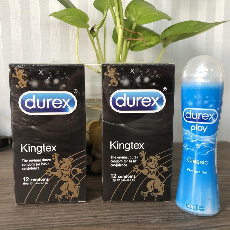 Combo 2 hộp bao cao su Durex Kingtex tặng 1 gel bôi trơn Classic nhập khẩu