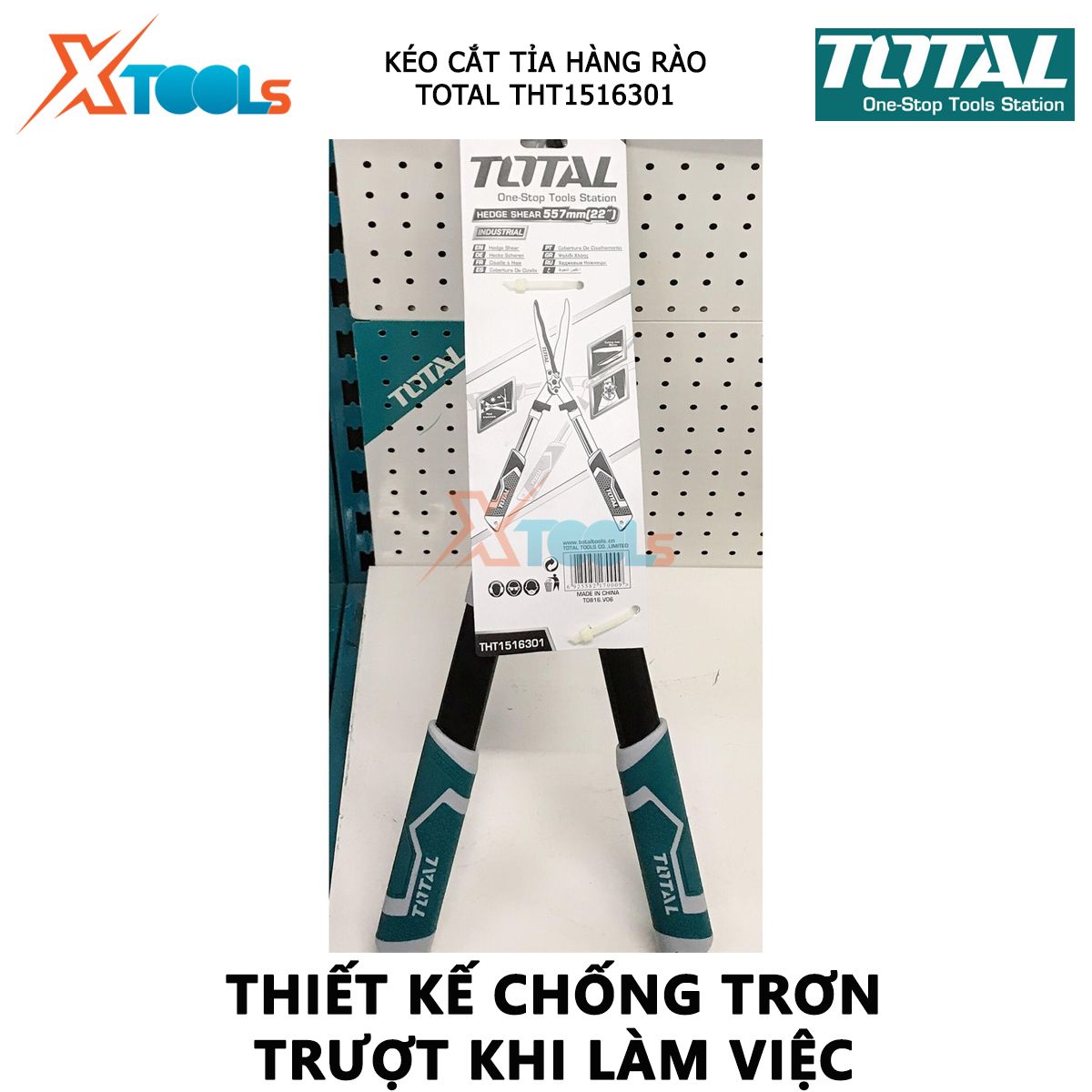 Kéo cắt tỉa hàng rào TOTAL THT1516301 | dụng cụ cắt cây kiểng Kích thước 557mm (22”) , Chất liệu thép không gỉ, Tay cầm bằng nhựa chắc chắn cắt cỏ, hàng rào, cắt hoa, cắt cành nhỏ [XTOOLs MALL]