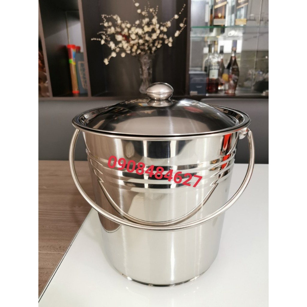 Xô Inox Có Nắp Đựng Nước Lèo / Đựng Đá