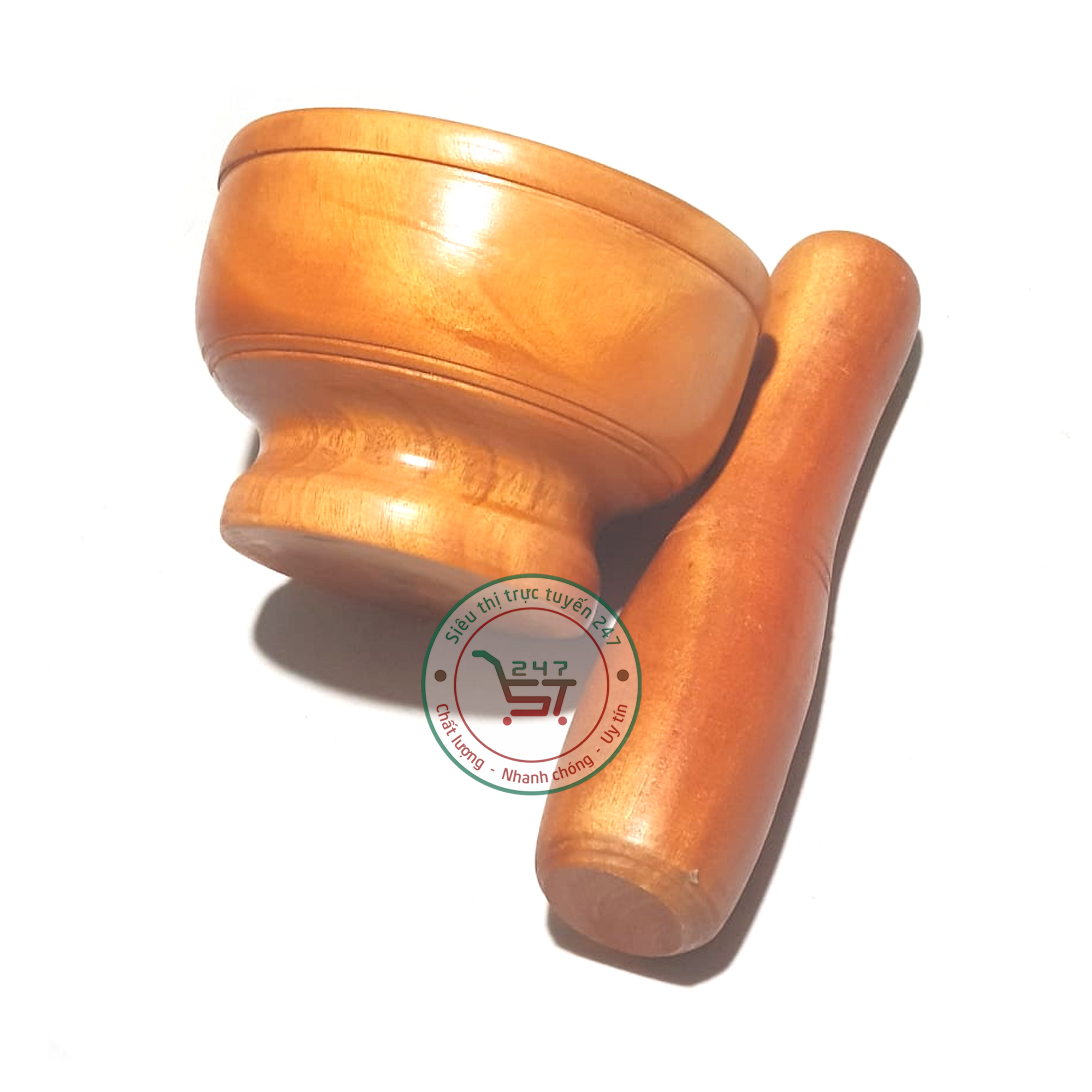 Bộ cối chày gỗ đâm tiêu giã tỏi đa năng nhiều size 13-19 tiện lợi