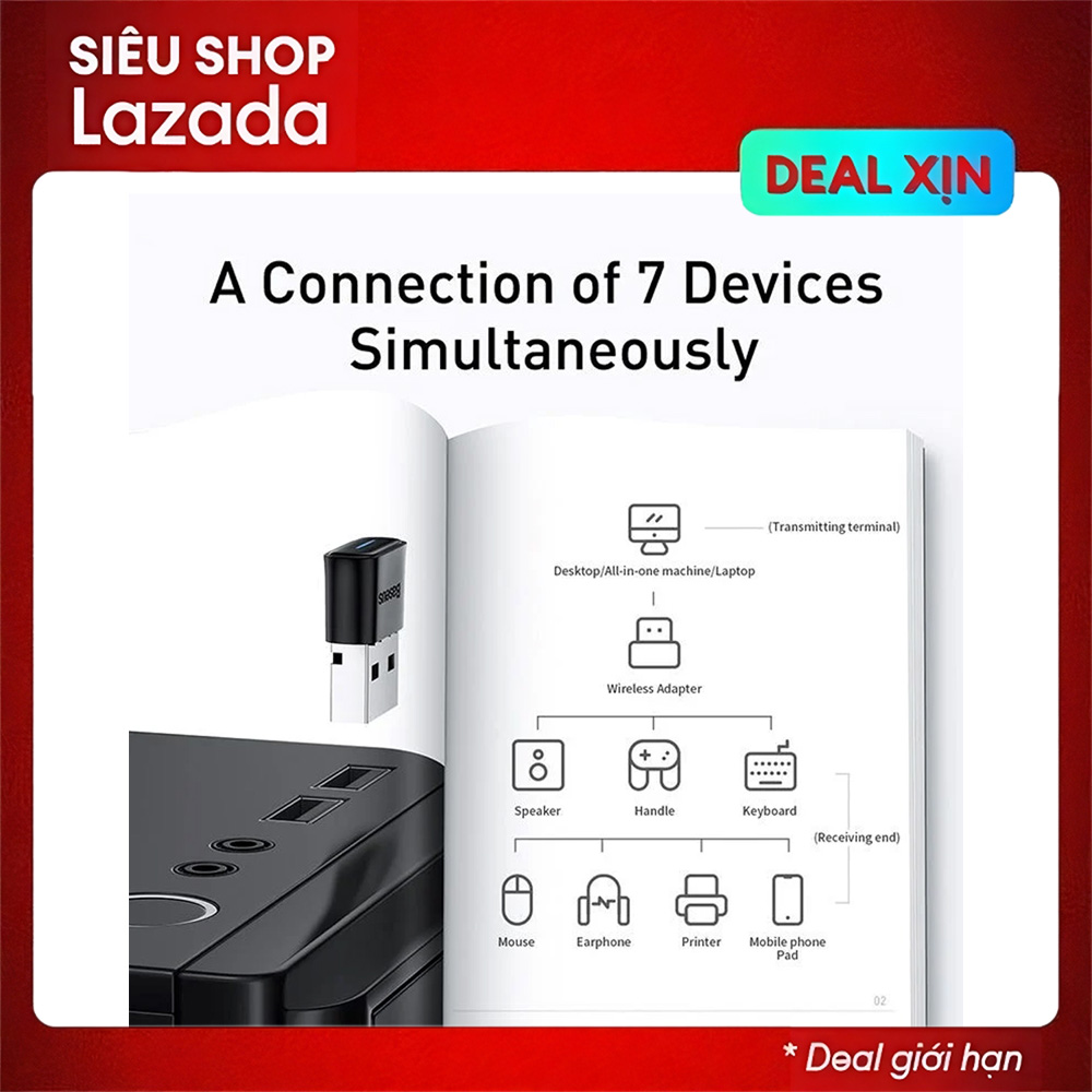 USB Bluetooth 5.0 tốc độ cao Baseus BA04 Bluetooth Receiver
