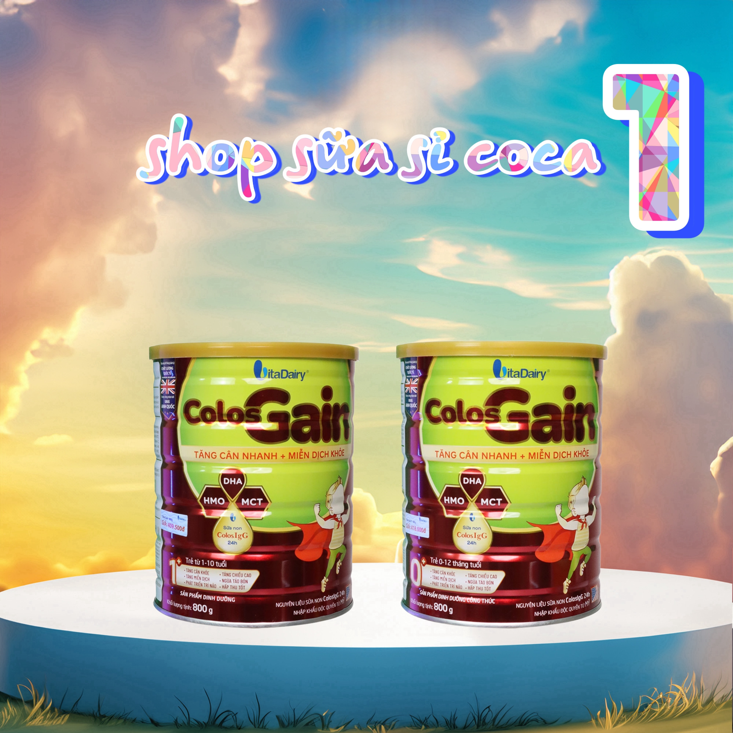 Vitadairy Sữa Colos Gain 800gr đủ số cho bé (mã Qr tích xu,date 2026)