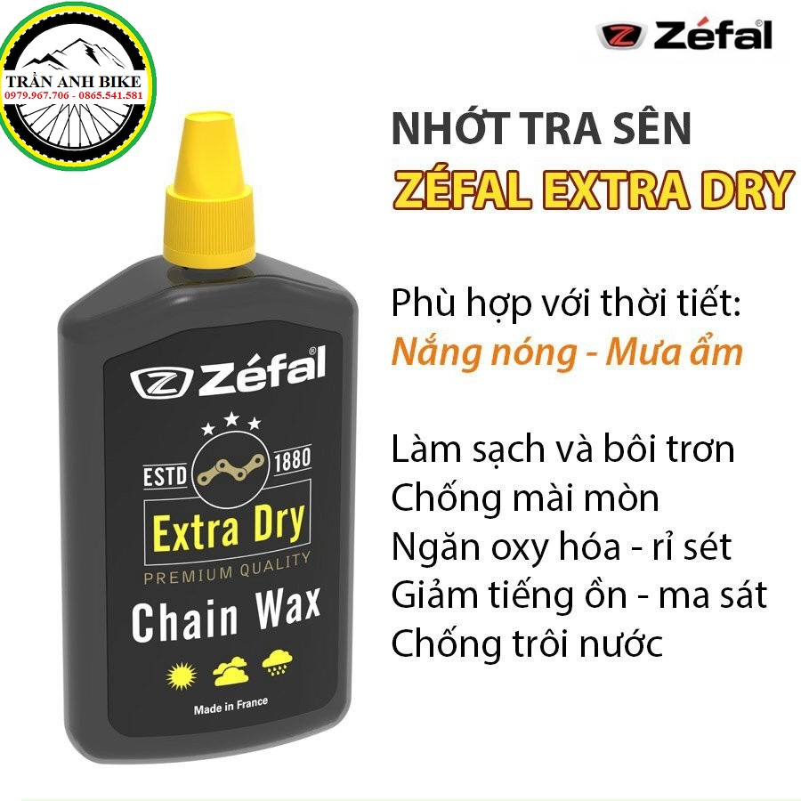 Dầu tra sên xích xe đạp Zefal Pro Wet / Pro Dry / Extra Wet / Extra Dry 120ml - Hàng chính Hãng