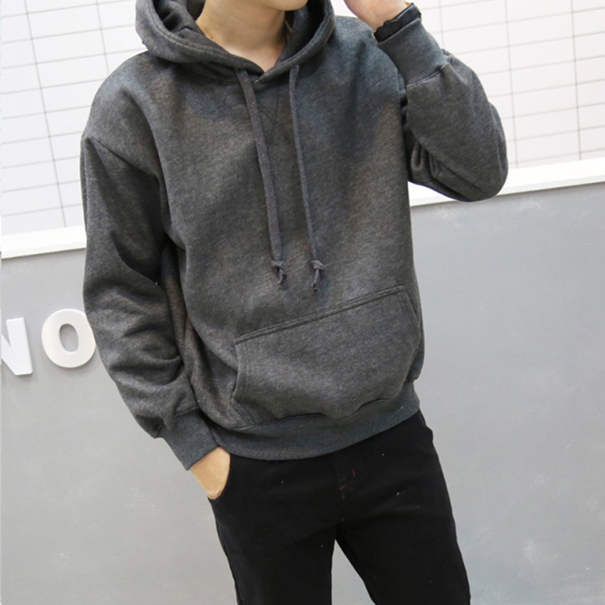 Khoác hoodie nam trơn   XAM